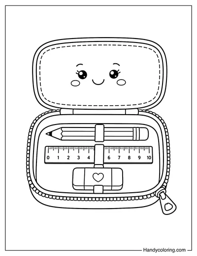 Pencil Case Opening with Supplies Inside