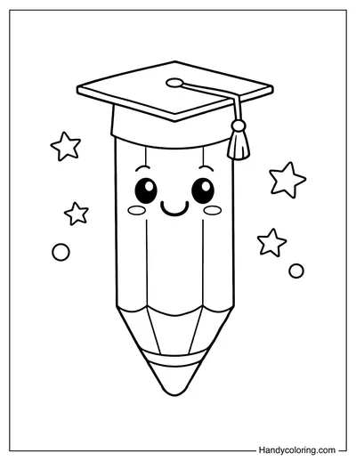 Pencil Wearing A Graduation Cap