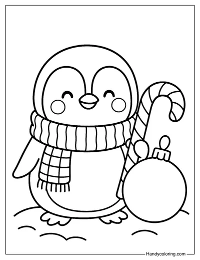 Penguin Christmas Coloring Page
