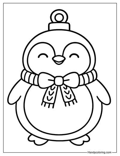 Penguin Ornament Coloring Page