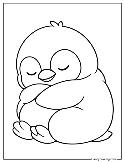 Penguin Sleeping Coloring Page