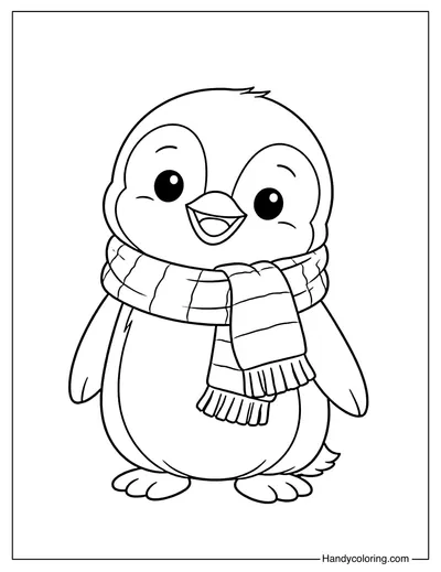 Penguin with Scarf Coloring Page
