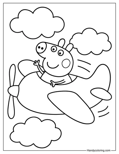 Peppa Pig Airplane Coloring Page