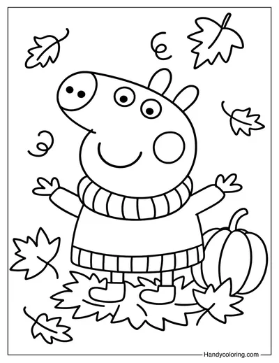 Peppa Pig Fall Coloring Page