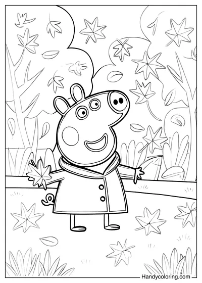 Peppa Pig Holding a Maple Leaf