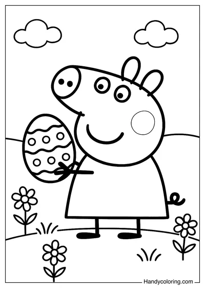 Peppa Pig Holding an Easter Egg