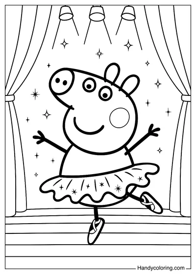 Peppa Pig In A Ballet Dress Coloring
