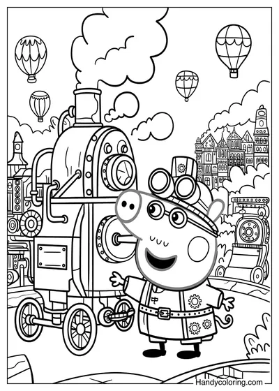 Peppa Pig in Steampunk Style Coloring Book