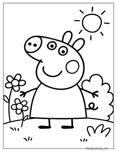 Peppa Pig in the Garden Coloring Page