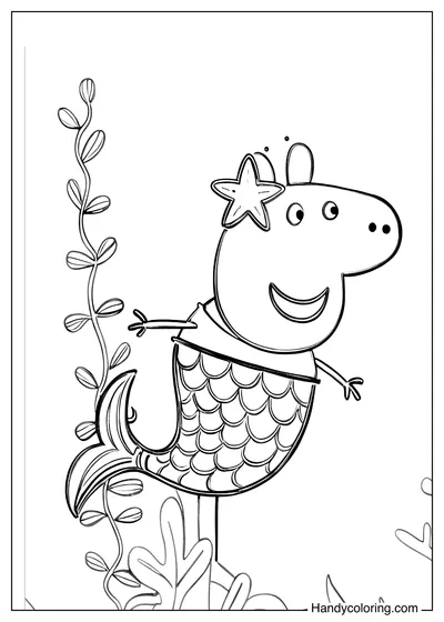 Peppa Pig Mermaid Coloring Page