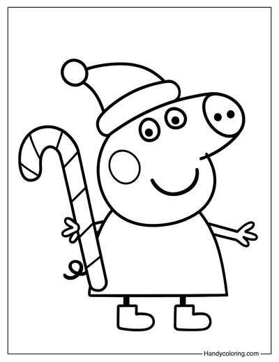 Peppa Pig Santa Coloring Page