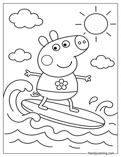 Peppa Pig Surfing Small Waves