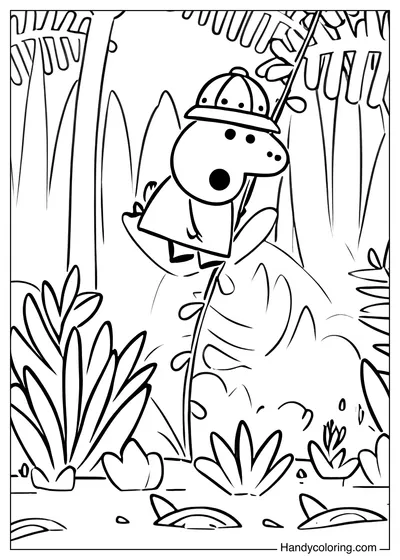 Peppa Pig Swinging On a Vine In The Forest
