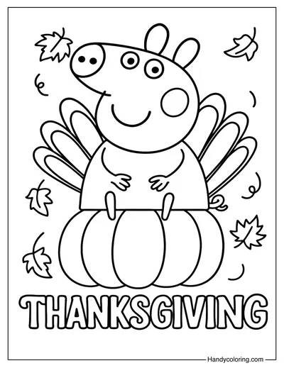 Peppa Pig Thanksgiving Coloring Page