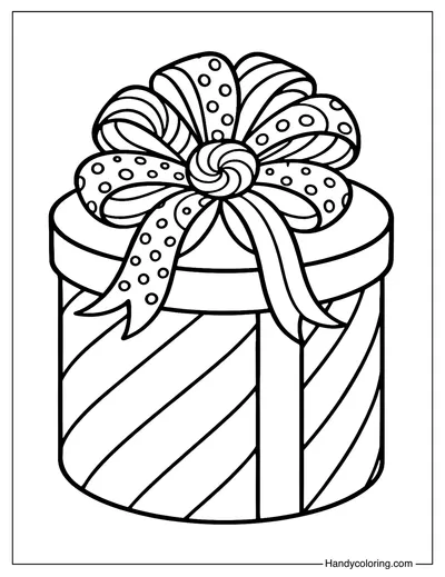 Peppermint Round Christmas Gift Coloring Page