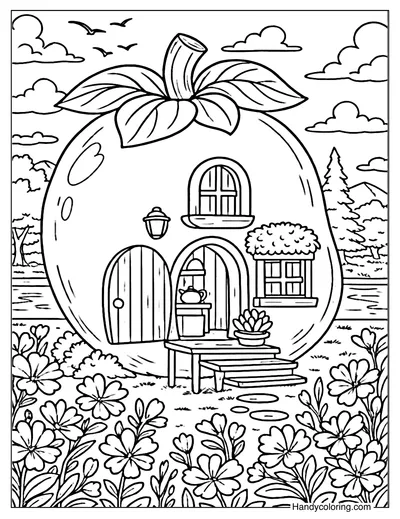 Persimmon House Coloring Page
