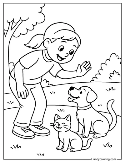 Pet Greeting Hello Coloring Page