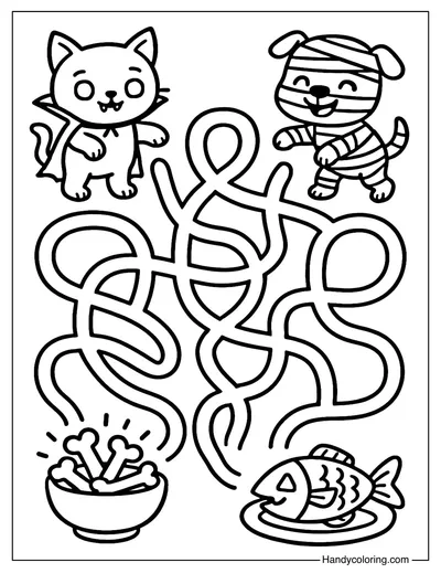 Pet Monster Maze Coloring Page