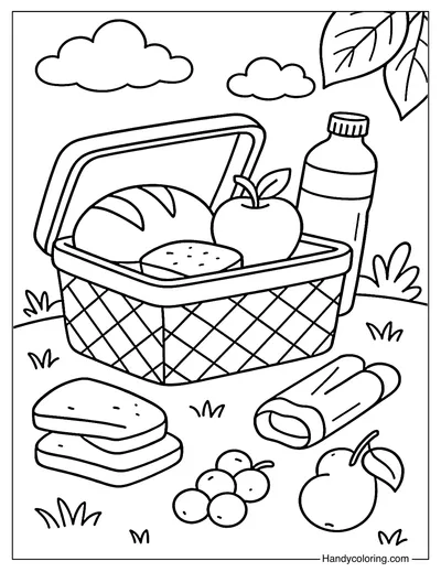 Picnic Basket Coloring Page