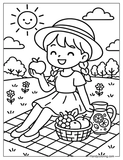 Picnic Girl Coloring Page