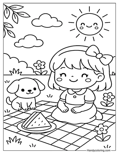 Picnic in the Garden Coloring Page