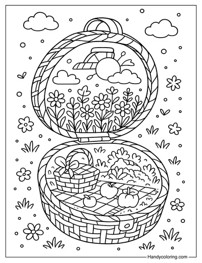 Picnic Meadow Powder Compact Coloring Page