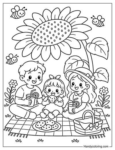 Picnic Under a Giant Sunflower