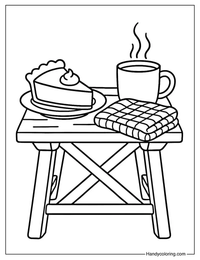 Pie and Cocoa Coloring Page