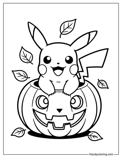 Pikachu Pumpkin Coloring Page