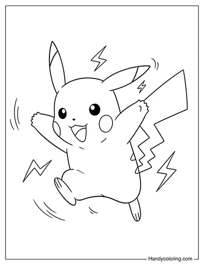 Pikachu Running with Electric Sparks
