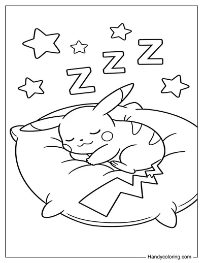 Pikachu Sleeping on a Soft Cushion