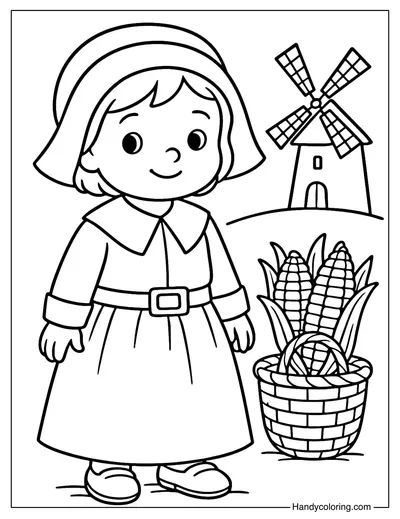 Pilgrim Child Coloring Page