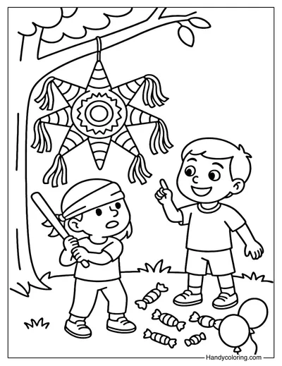Pinata Party Coloring Page