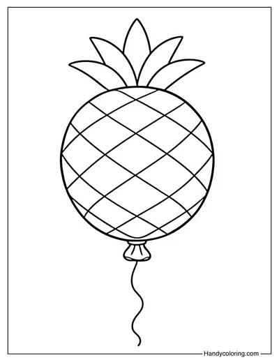 Pineapple Balloon Coloring Page
