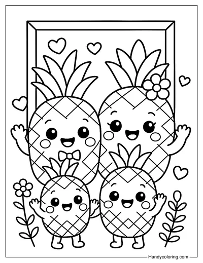 Pineapple Family Portrait Coloring Page