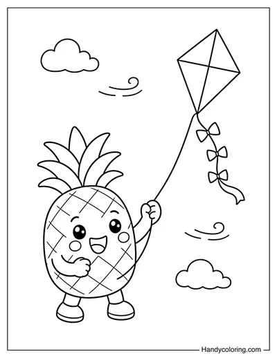Pineapple Flying a Paper Kite