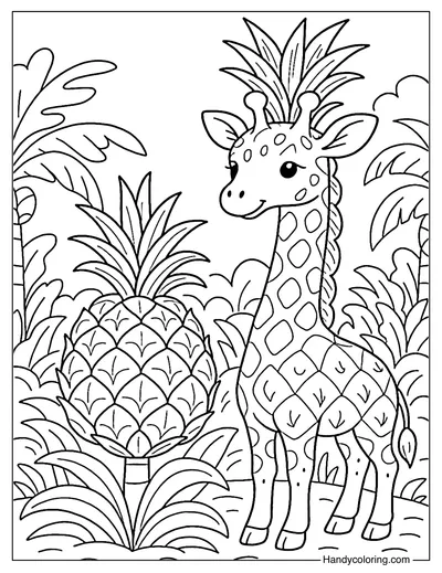 Pineapple Giraffe Coloring Page