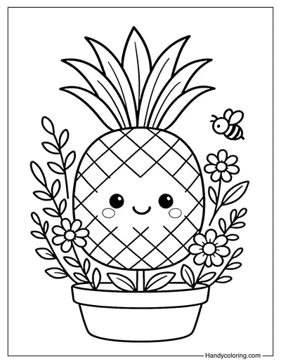 Pineapple in a Flower Pot Coloring Page