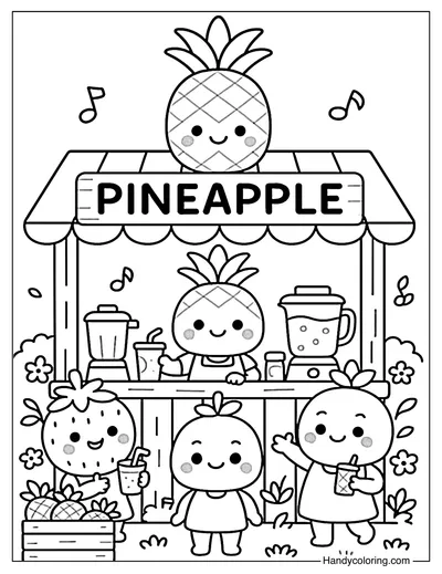 Pineapple Juice Stand Coloring Page