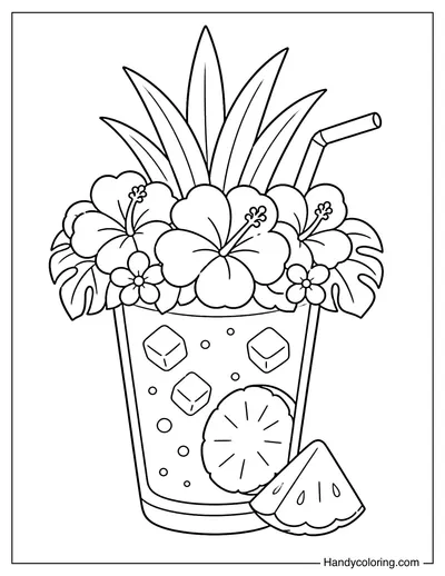 Pineapple Juice with Flower Crown Rim