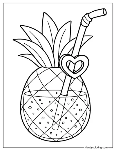 Pineapple Party Drink Coloring Page