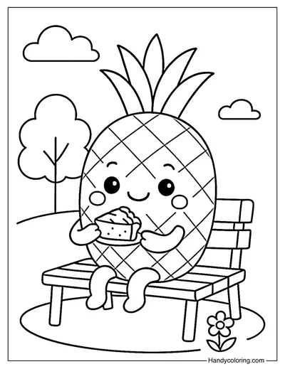 Pineapple Picnic Coloring Page
