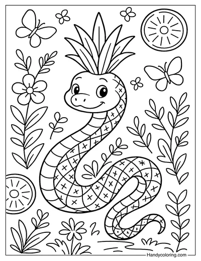 Pineapple Snake Coloring Page