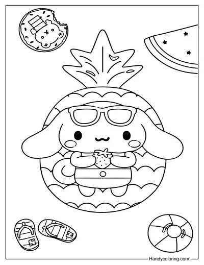 Pineapple Summer Cinnamoroll Coloring Page