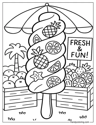 Pineapple Swirl Popsicle Coloring Page
