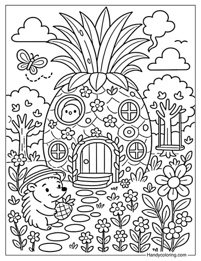 Pineapple Tower House Coloring Page