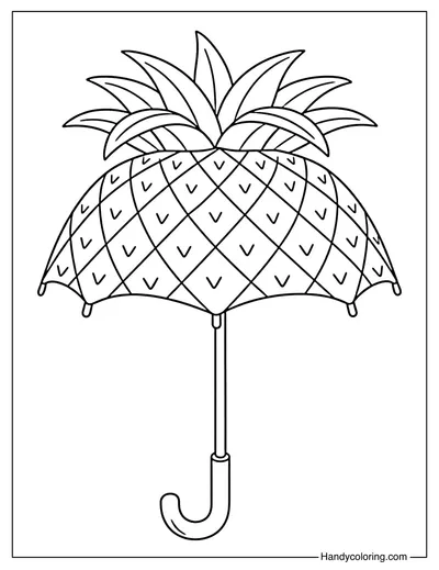 Pineapple Umbrella Coloring Page