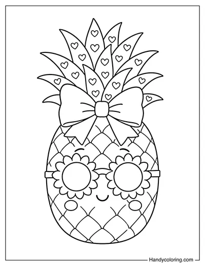 Pineapple Wearing Bow With Sunflower Sunglasses