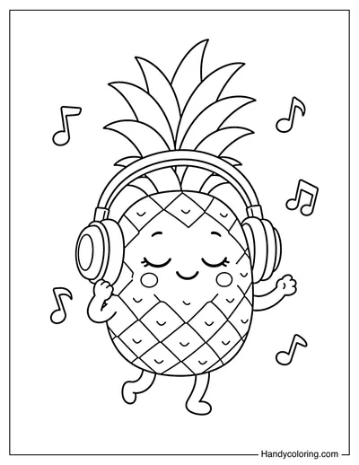Pineapple Wearing Headphones