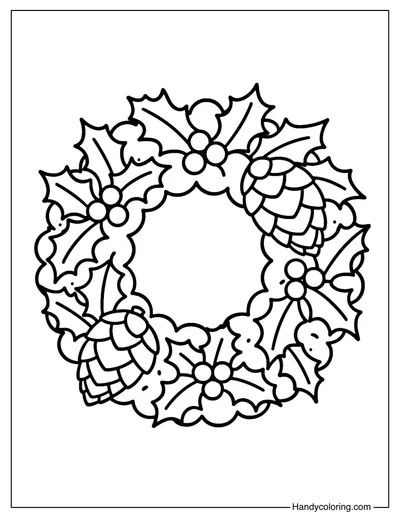 Pinecone Christmas Wreath Coloring Page